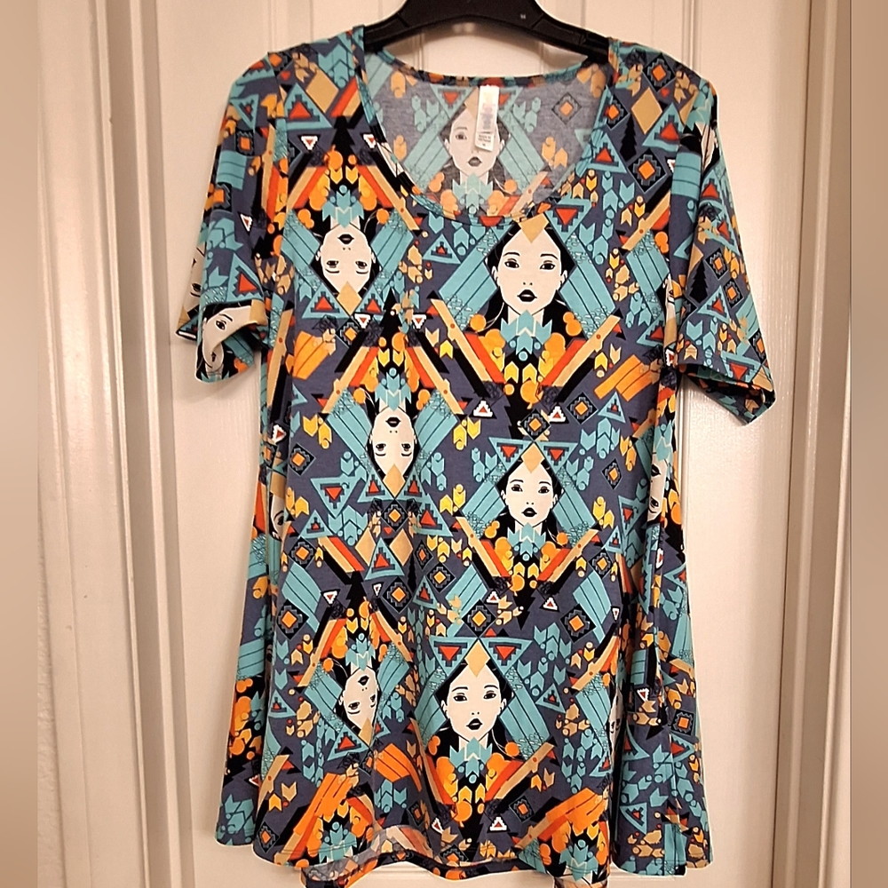 NWOT - LuLaRoe Mae Disney Pocahontas Print Top - Med. (Fits up to XL)